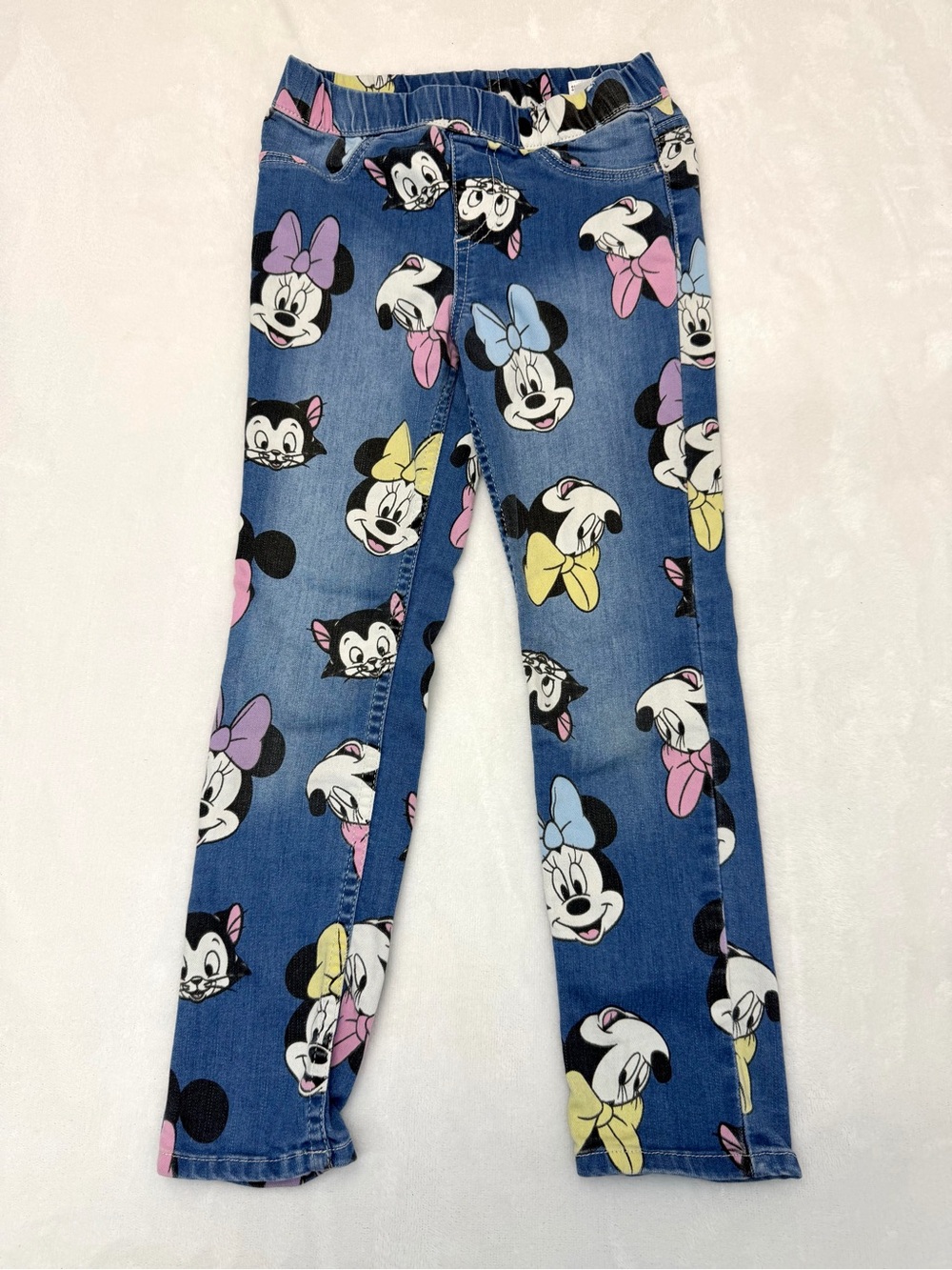 H&M Disney Mickey Mouse Minnie Daisy Pluto Denim Joggers Kids Size 5T Blue Pants